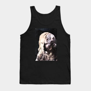 Beautiful woman with strange half of face. Bright light. Beautiful and dark. Tank Top